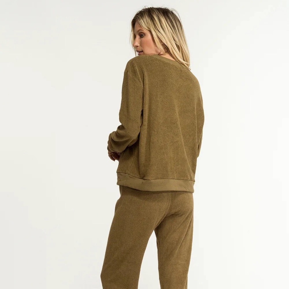 NIGHTCAP FREE PEOPLE “SHERPA” COZY SWEATSHIRT LOUNGEWEAR TRAVEL ACTIVE TOP M - Picture 4 of 8